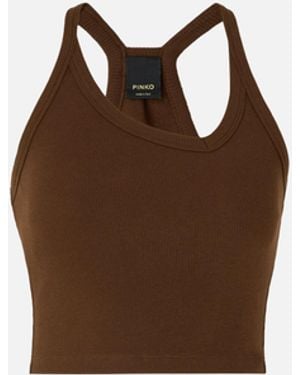 Pinko Cropped Vest Top With Asymmetric Neckline - Brown