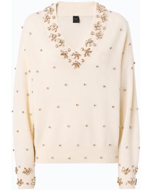 Pinko Pullover Aus Wolle Und Kaschmir Mit Schmuckapplikationen - Natur