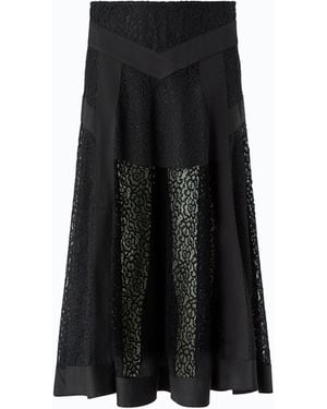 Pinko Flared Lace Midi Skirt With Inserts - Black