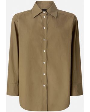 Pinko Poplin Shirt With Lace Details - Natural
