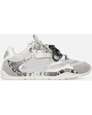 Pinko Python-Print Sneakers With Double Laces - White