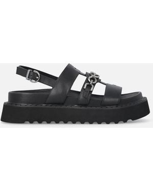 Pinko Leather Sandals With Chain - White