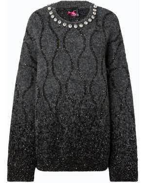 Pinko Sweater With Jewel Collar And Micro Sequins - Black