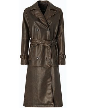 Pinko Gabardina Efecto Vintage Con Cinturón - Marrón