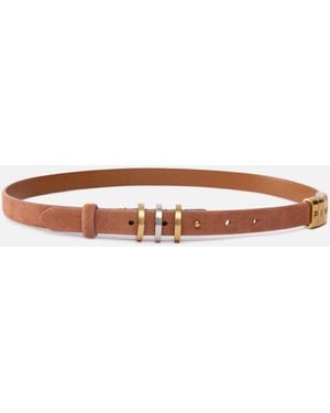 Pinko Schmaler Gürtel 2 Cm Aus Veloursleder Mit Logo-Ringen - Weiß