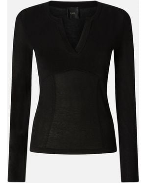Pinko Jersey Con Cuello Redondo Abierto En Forma De Pico - Negro