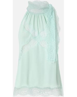 Pinko Halterneck Top With Lace - Blue