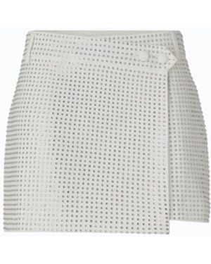 Pinko Fully Rhinestoned Wrap Mini Skirt - White