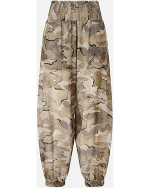Pinko Camouflage Balloon-Fit Trousers With High Waist - Natural