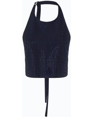 Pinko Fully Rhinestoned Open-Back Top - Blue