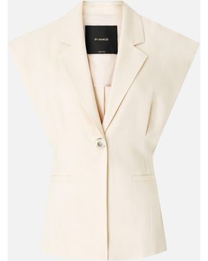 Pinko Sleeveless Rustic-Effect Jacket - Natural