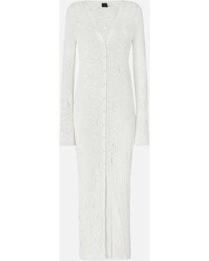 Pinko Vestido Largo De Corte Cárdigan De Punto Ligero Con Rotos - Blanco