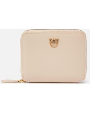Pinko Square Leather Zip-Around Purse - White