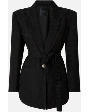 Pinko Floral Jacquard Kimono Jacket - Black
