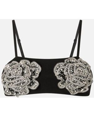 Pinko Bra With Embroidered Jewel Rose - White