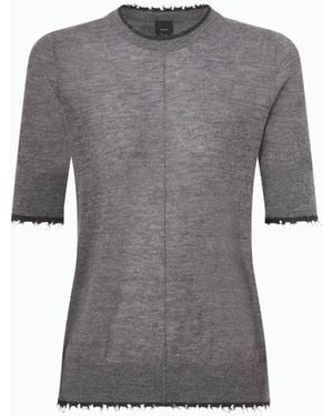 Pinko Camiseta De Media Manga Con Bordados Deshilachados - Gris