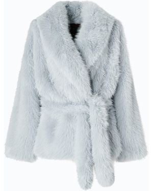 Pinko Chaqueta Blusón Efecto Pelo Con Cinturón - Azul