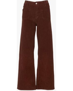 Please Pantalon Flare En Coton Mélangé Femme - Marron