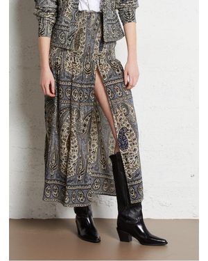 Antik Batik Jupe Midi Imprimée En Coton Femme - Gris
