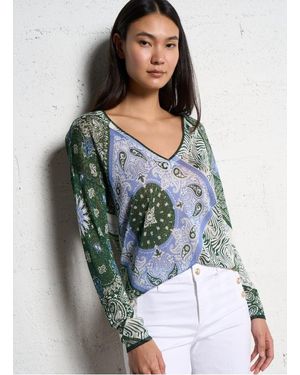 Liu Jo Pull Col V Imprimé Femme - Vert