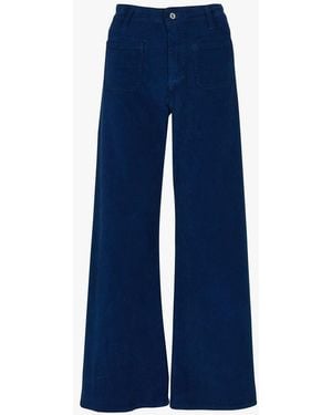 Please Pantalon Flare En Coton Mélangé Femme - Bleu