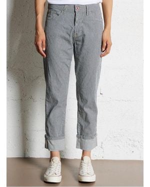Please Pantalon Droit À Rayures Femme - Bleu