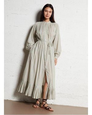 Laurence Bras Robe Longue En Coton Rayé Femme - Neutre