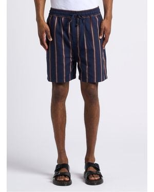 Les Deux Short Droit À Rayures En Coton - Bleu