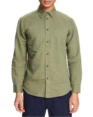 Esprit Chemise Col Classique Droite En Lin Et Coton Mélangé - Vert