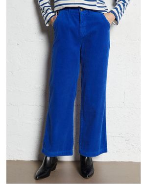 Emile Et Ida Pantalon Droit En Velours Côtelé Femme - Bleu