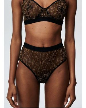 UNDRESS Culotte Taille Haute Brodée Femme - Noir