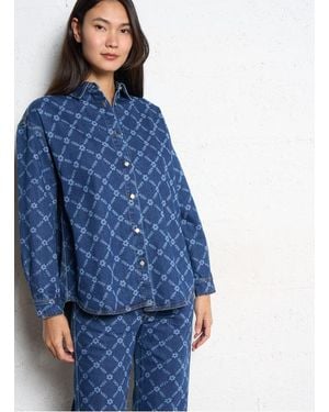 The Tiny Big Sister Surchemise Ample Col Classique En Coton Femme - Bleu