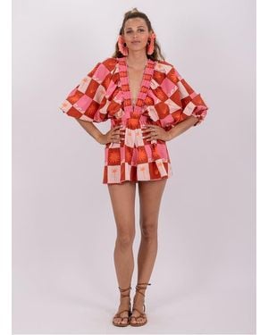 Sundress Combishort Large En Coton Femme - Rouge