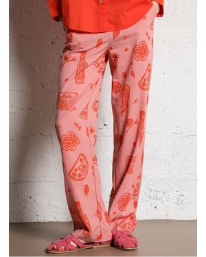 Object Pantalon Droit Imprimé Femme - Rouge