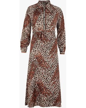 An'ge Robe Midi Col Chemise À Imprimé Léopard Femme - Marron