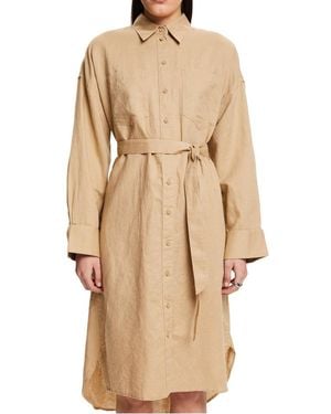 Esprit Robe Chemise En Lin Et Coton Femme - Neutre