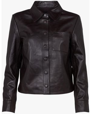 Zapa Veste Droite Col Classique En Cuir Femme - Noir