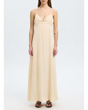 SELECTED Robe Longue Col V Femme - Neutre