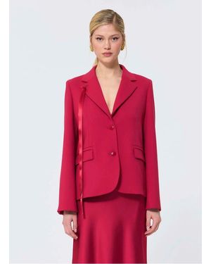 Tara Jarmon Veste Col Tailleur En Laine Mélangée Femme - Rouge