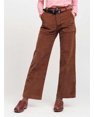 Wild Pantalon Taille Haute Droit En Velours Côtelé Femme - Marron