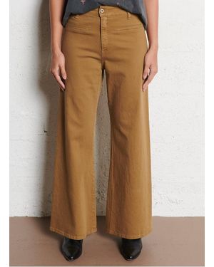 Please Pantalon Flare En Coton Mélangé Femme - Marron