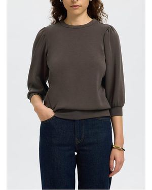 SELECTED Pull Col Rond Femme - Noir