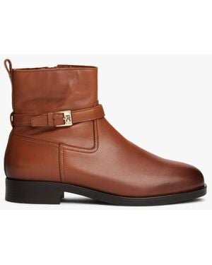 Tommy Hilfiger Bottines En Cuir Femme - Marron