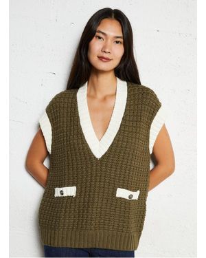 Liu Jo Pull Col V En Coton Mélangé Femme - Vert