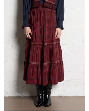 MAISON HOTEL Jupe Longue Évasée Femme - Rouge