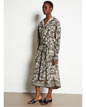 Laurence Bras Robe Longue En Coton Imprimée Femme - Blanc