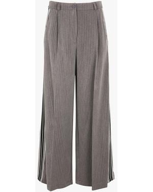 Please Pantalon Large À Rayures Femme - Gris