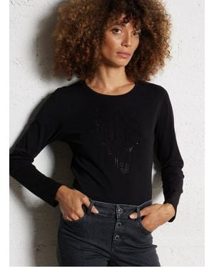 Liu Jo Tee-Shirt Col Rond En Coton Mélangé Femme - Noir
