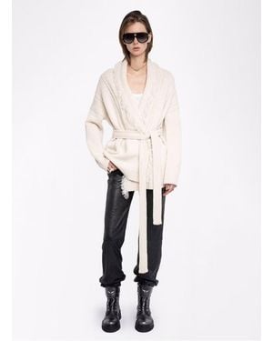 Zadig & Voltaire Manteau Cardigan Ceinturé Avec Franges Femme - Neutre