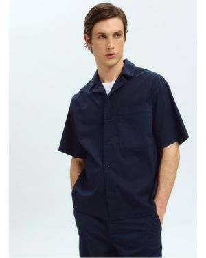 SELECTED Chemise Col Classique En Coton Bio - Bleu